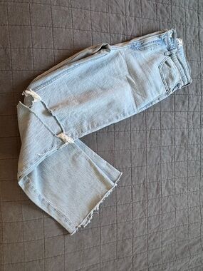 Abercrombie & Fitch Light Blue Straight-Leg Distressed Jeans